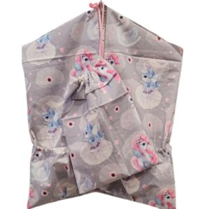 Ovizsák tornazsákkal szettben Szürke alapon rózsaszín Unikornis