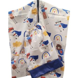 Ovizsák tornazsákkal szettben Szuperhős kék- fehér