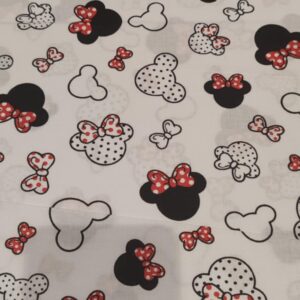 Pamutvászon Fehér alapon Piros Minnie masnifej