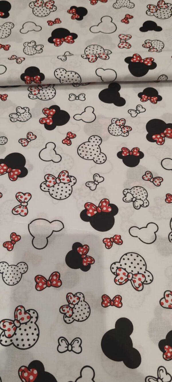 Pamutvászon Fehér alapon Piros Minnie masnifej