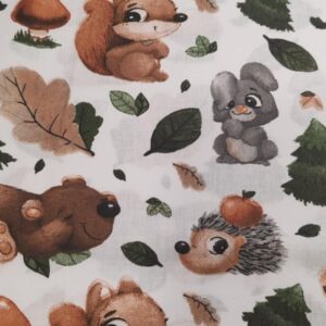 Pamutvászon Őszi erdő Makkos-Mókusos